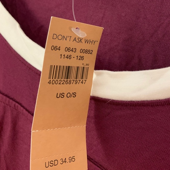 Maroon and White Varsity Stripe Soft T-Shirt - Picture 4 of 8